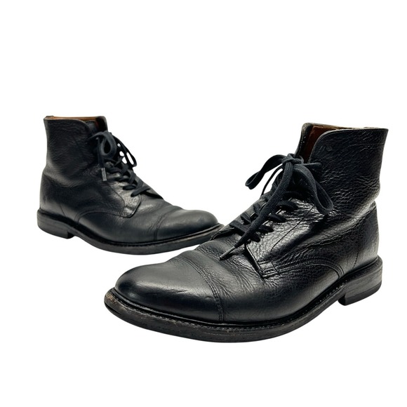 Frye Seth Boots Mens 8.5 D Black Leather Cap Toe Lace Up Chukka Ankle Casual
